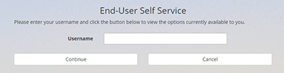 portal account self-service page showing the "Username" fiel
