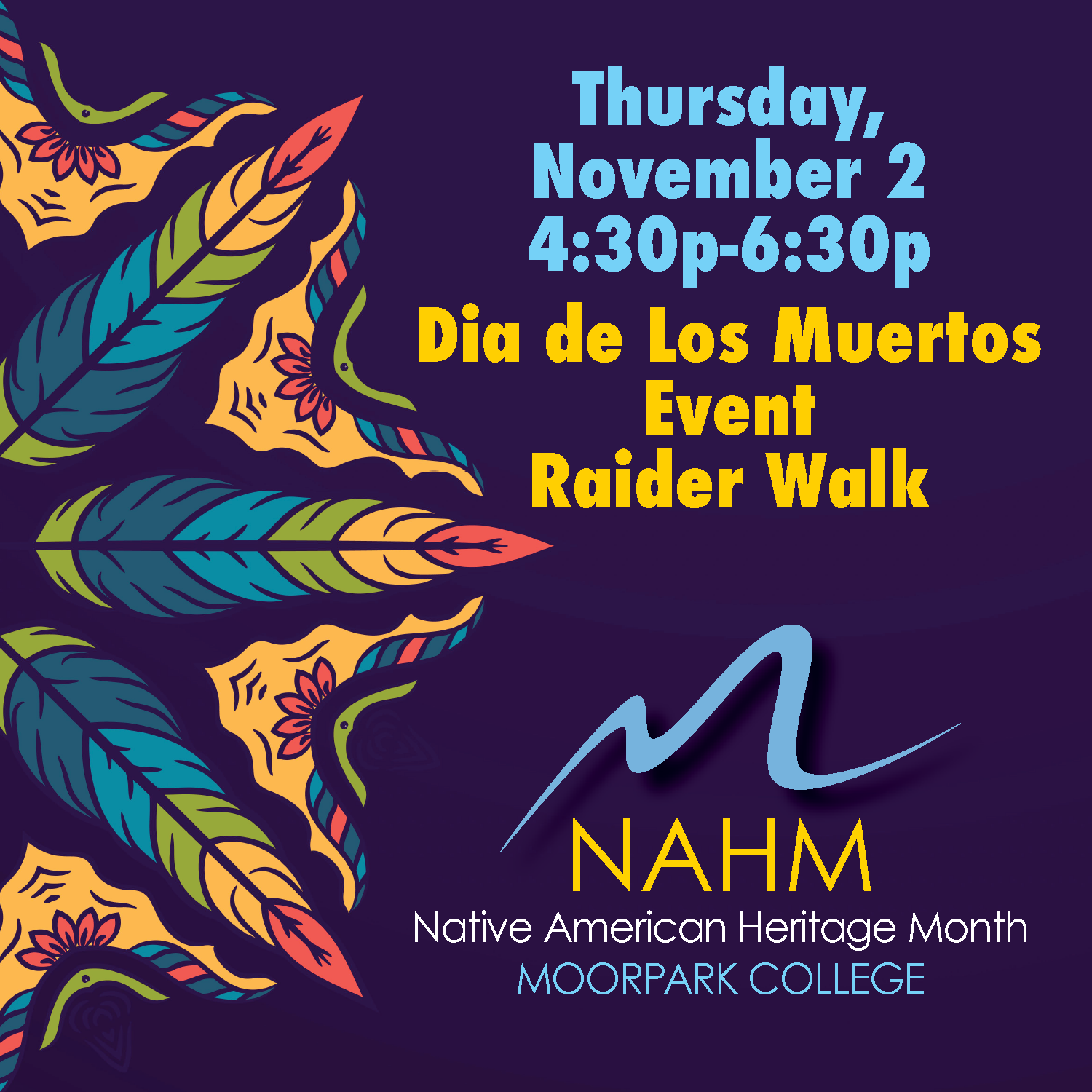 Indian feather Die de Los Muertos Event