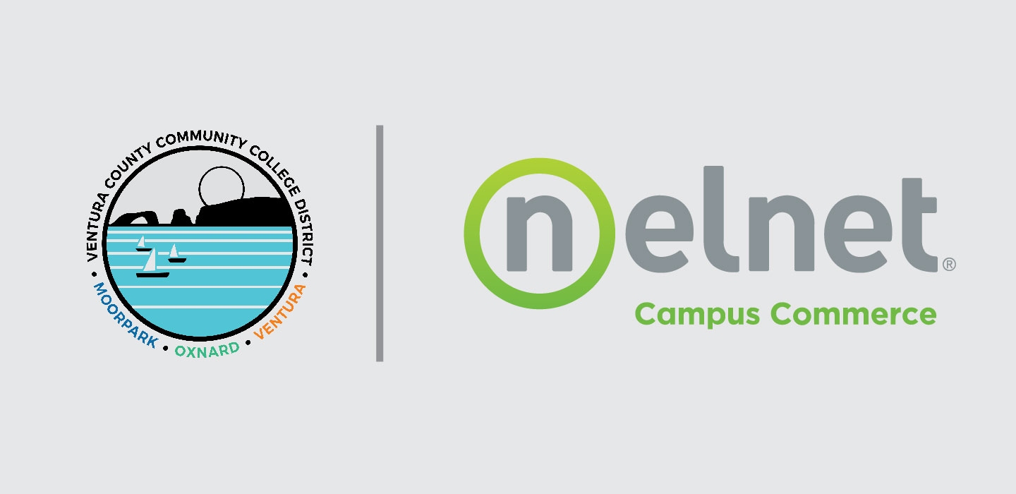 Logos of Ventura County Community College District and Nelnet Campus Commerce separated by a vertical line.