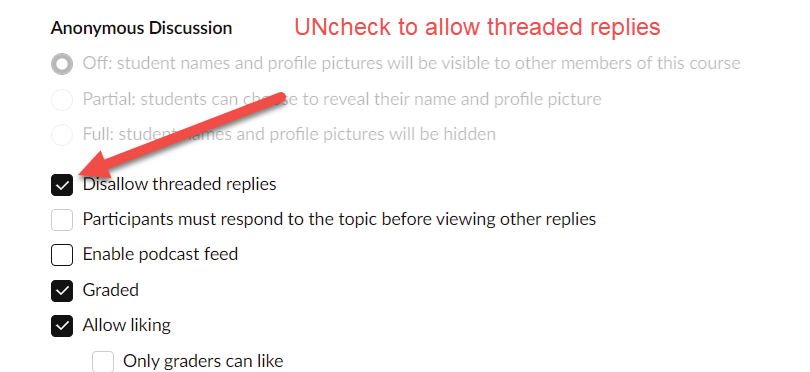 Discussion Settings: UNCheck to allow threaded replies