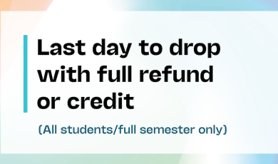Colorful Background with text "Last day to drop with full refund or credit" 